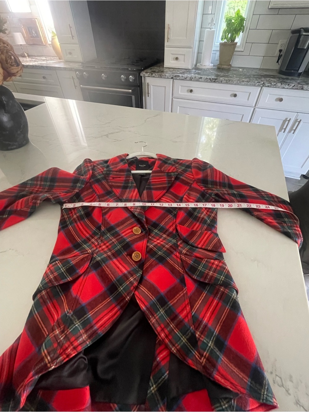 Smythe Red Plaid Blazer with Black and Green Accents - Picture 10 of 10